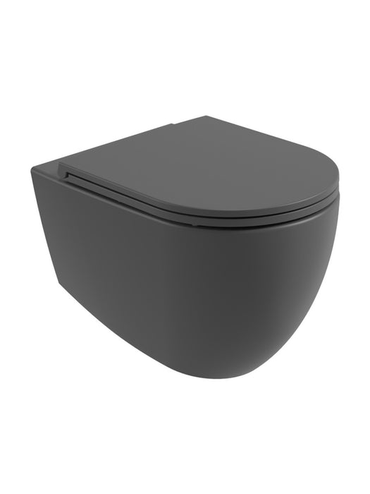 AVANTI Rimless Wall Hung WC & Soft Close Seat Charcoal Grey