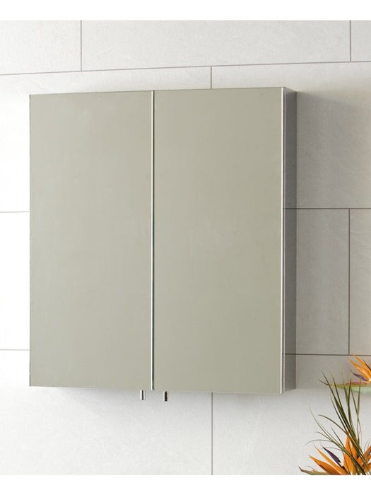 STILO Non-illuminated Stainless Steel 600x670mm Two Door Mirror Cabinet