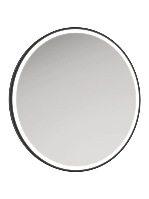 ASTRID Beam Illuminated 800mm Metal Frame Round Mirror Matt Black