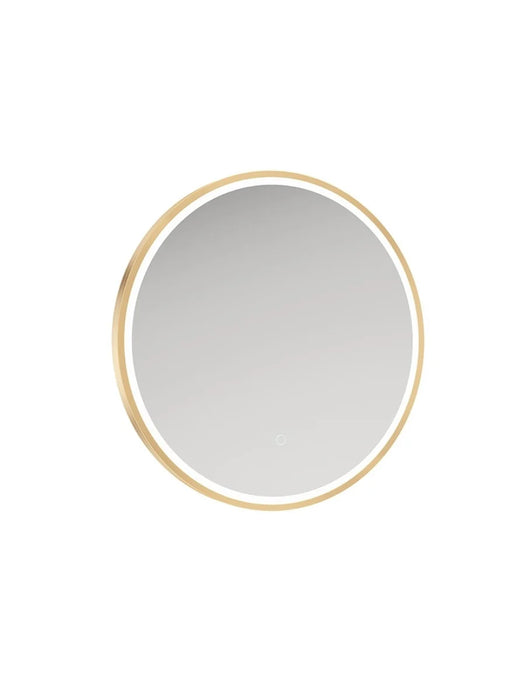 ASTRID Beam Illuminated 600mm Metal Frame Round Mirror Brushed Gold