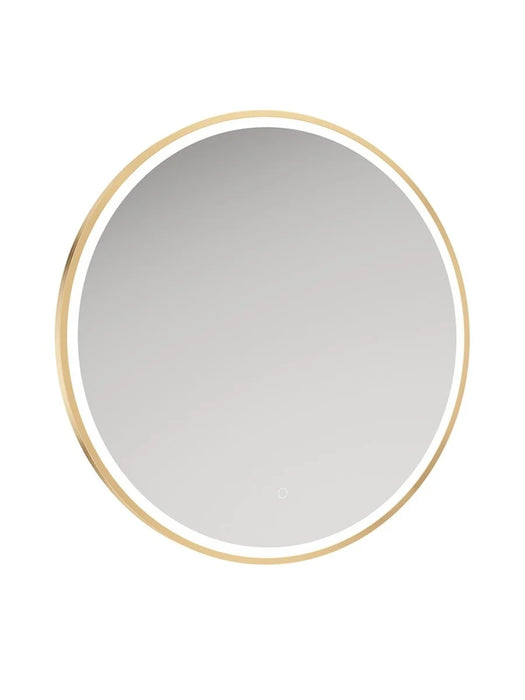 ASTRID Beam Illuminated 800mm Metal Frame Round Mirror Brushed Gold