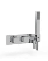 ALITA Soft Square Dual Control 2 Outlet Horizontal Shower Valve Chrome