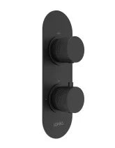 ALITA Knurled Dual Control 2 Outlet Shower Valve Matt Black