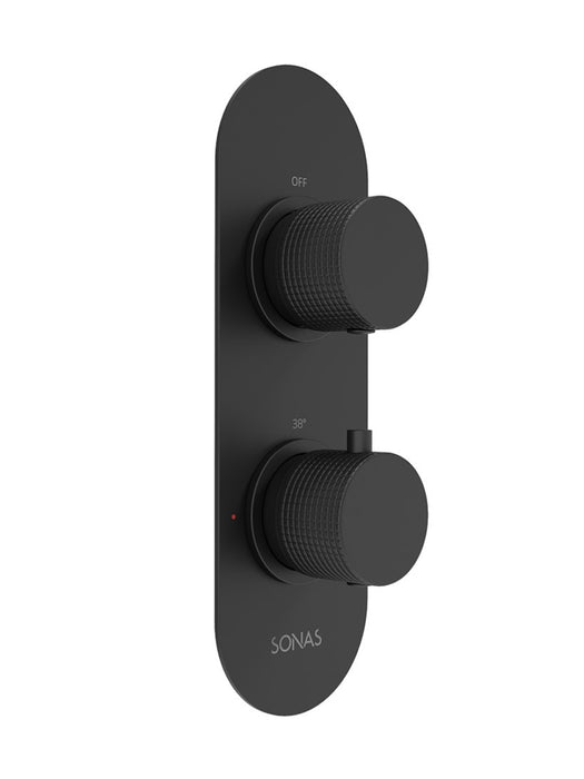 ALITA Knurled Dual Control 3 Outlet Shower Valve Matt Black