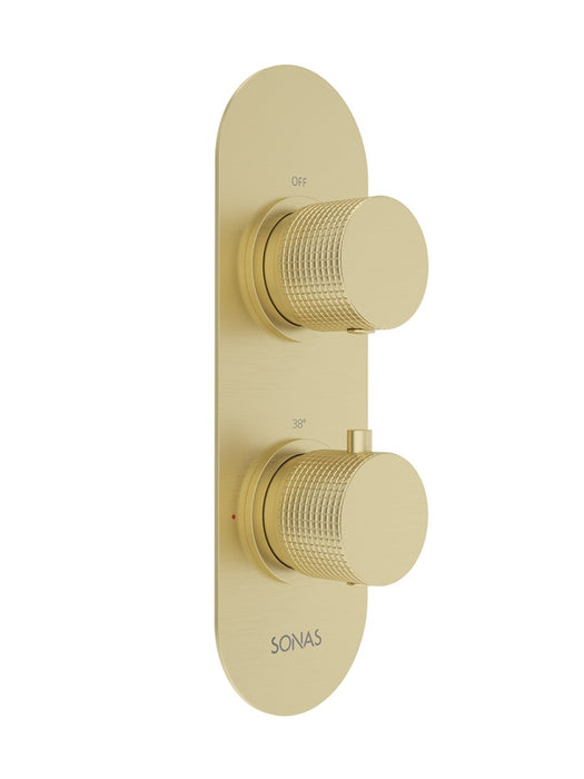 ALITA Knurled Dual Control 3 Outlet Shower Valve Brushed Gold