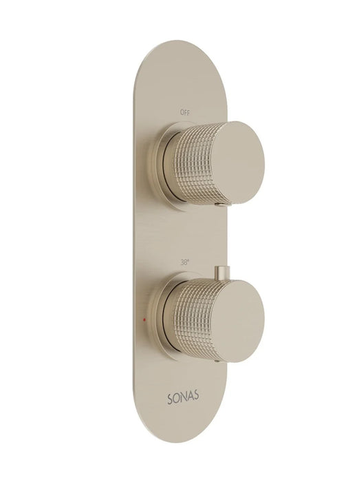 ALITA Knurled Dual Control 2 Outlet Shower Valve Brushed Nickel