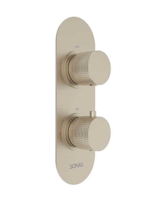 ALITA Knurled Dual Control 3 Outlet Shower Valve Brushed Nickel