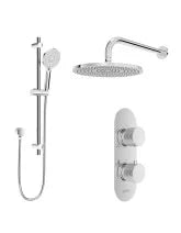 ALITA Knurled Shower Set 1 & Wall Mounted Fixed Head Chrome
