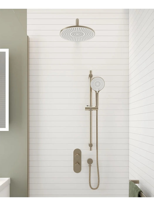 ALITA Knurled Shower Set 1 & Wall Mounted Fixed Head Brushed Nickel