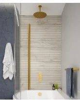 ALITA Knurled Bath Set 4 & Wall Mounted Fixed Head Brushed Gold