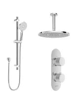 ALITA Knurled Shower Set 1 & Ceiling Mounted Fixed Head Chrome