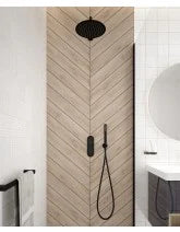 ALITA Knurled Shower Set 2 & Ceiling Mounted Fixed Head Matt Black