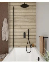 ALITA Knurled Bath Set 3 & Ceiling Mounted Fixed Head Matt Black