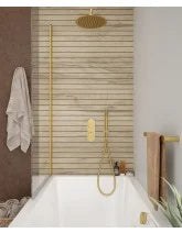 ALITA Knurled Bath Set 3 & Ceiling Mounted Fixed Head Brushed Gold