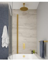 ALITA Knurled Bath Set 4 & Ceiling Mounted Fixed Head Brushed Gold