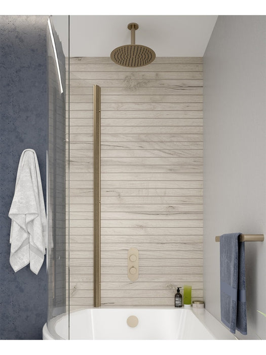 ALITA Knurled Bath Set 4 & Ceiling Mounted Fixed Head Brushed Nickel