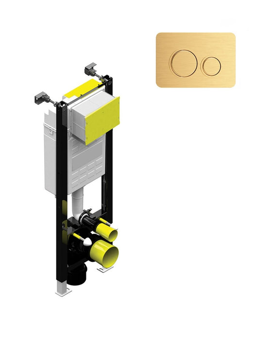 Large Fastfix High Frame for Wall Hung WC Circle Fascia Plate Brushed Gold