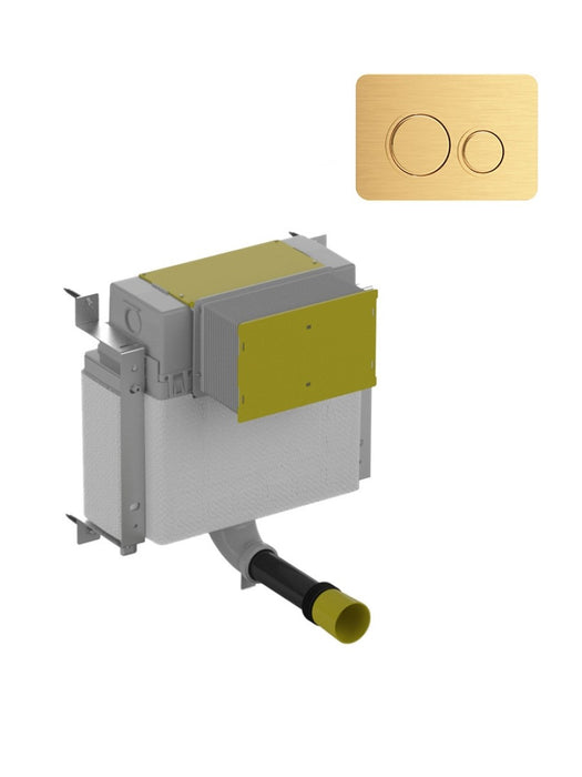 Concealed Cistern for Back to Wall WC Circle Fascia Plate Brushed Gold
