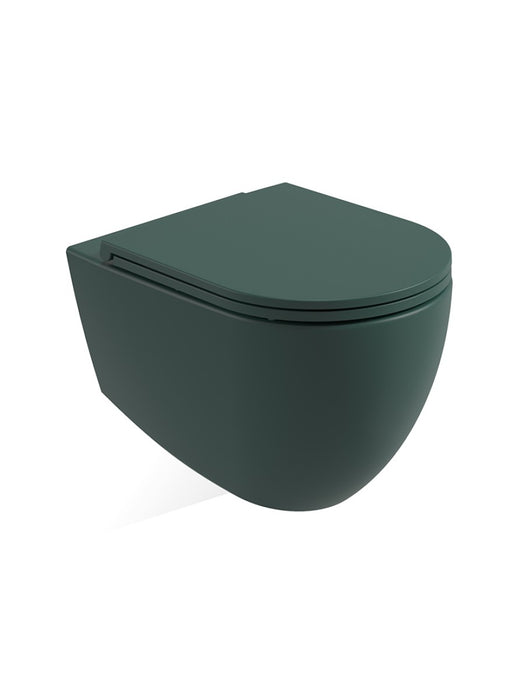 AVANTI Rimless Wall Hung WC & Soft Close Seat Forest Green