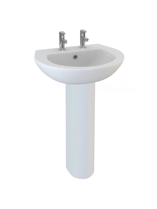 STRATA  2 Tap Hole Wash Basin & Full Pedestal