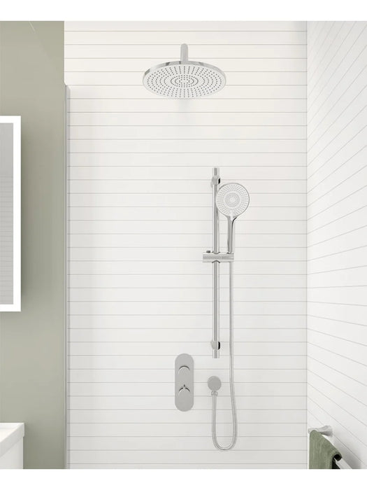 ALITA Knurled Shower Set 1 &  Wall Mounted Fixed Head Chrome