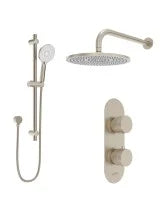 ALITA Knurled Shower Set 1 &  Wall Mounted Fixed Head Brushed Nickel