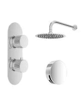 ALITA Knurled Bath Set 4 &  Wall Mounted Fixed Head Chrome
