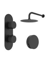 ALITA Knurled Bath Set 4 &  Wall Mounted Fixed Head Matt Black