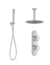 ALITA Knurled Shower Set 2 &  Ceiling Mounted Fixed Head Chrome