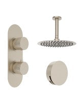 ALITA Knurled Bath Set 4 &  Ceiling Mounted Fixed Head Brushed Nickel